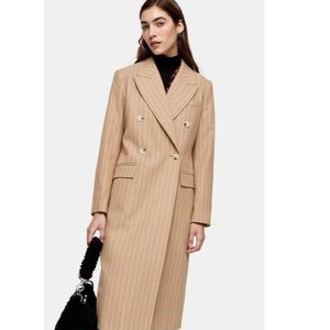 Topshop Pinstripe Longline Coat